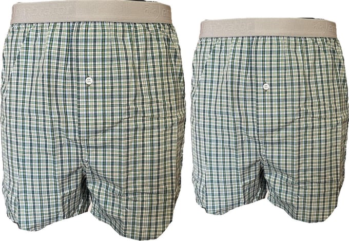 Embrator 2-pack mannen Boxershort geweven katoen lime/blauw 3XL