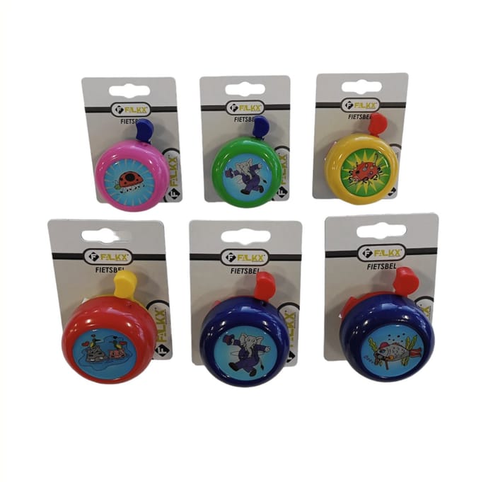 Falkx Kinderfietsbel - Staal - Prints - Diameter 54mm - Assorti Kleur