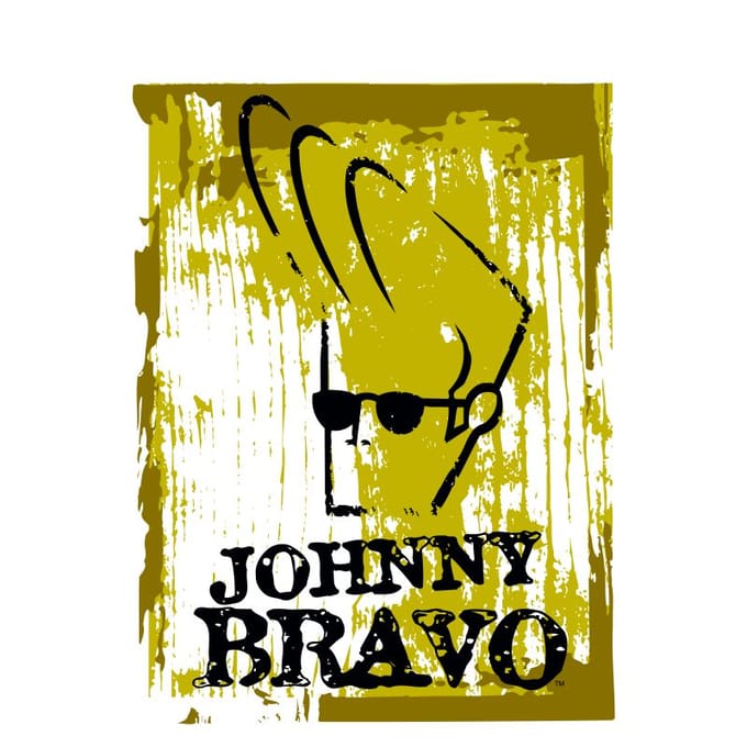 Johnny Bravo Distressed Men's T-Shirt - White - M
