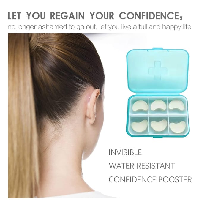 EELHOE – autocollants d'oreille, Support d'oreille pour petites oreilles, autocollants d'oreille étanches, boîte de 6 pièces blanc