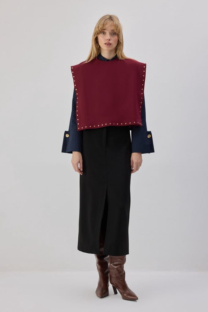 Touché Privé - Korte blouse met studs - Bordeaux - Dames