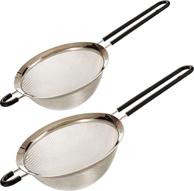 Set van 2x RVS zeven met handvat 37 en 33 cm