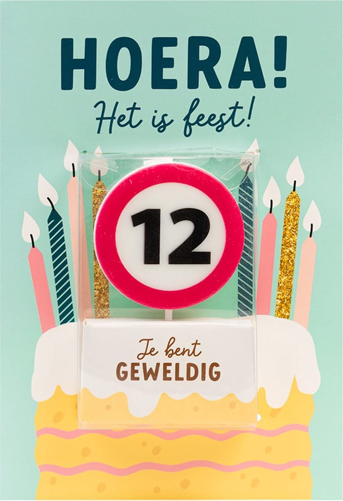 Verjaardagskaart met kaars | 12 jaar | Je bent geweldig