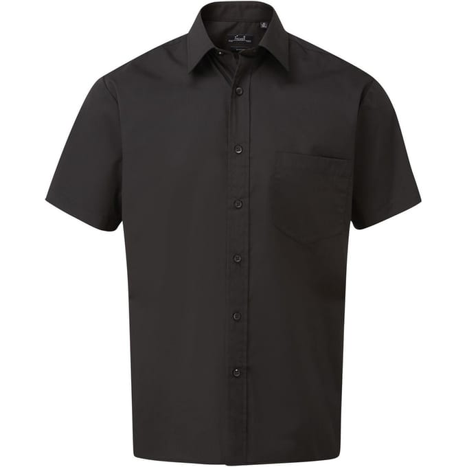 Premier Herenshirt met korte mouwen Popeline (Zwart)