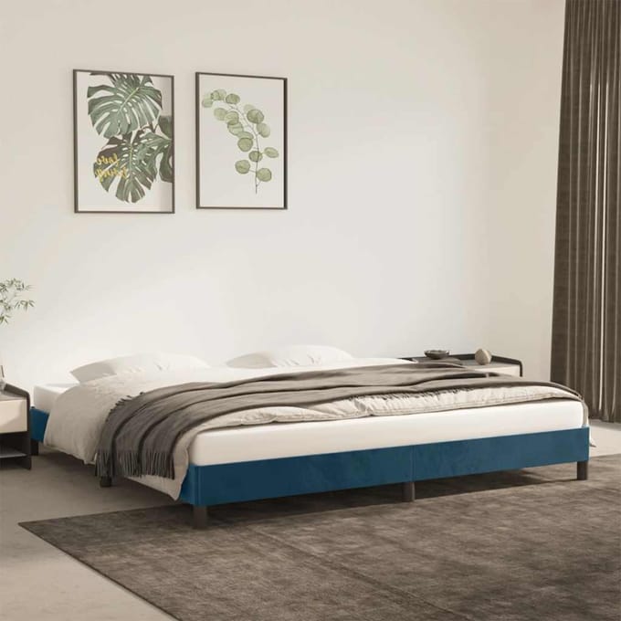 vidaXL - Bedframe - zonder - matras - 200x200 - cm - fluweel - donkerblauw