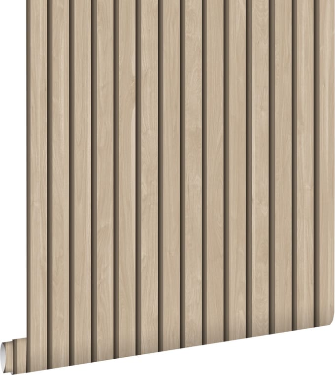 ESTAhome behang houten wandpanelen 3d beige - 53 cm x 10.05 m - 139607