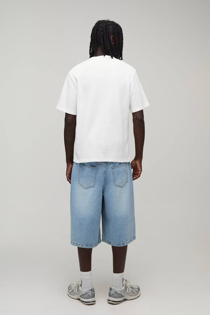Regular Fit Waffle Henley T-Shirt | White | Size 3XL