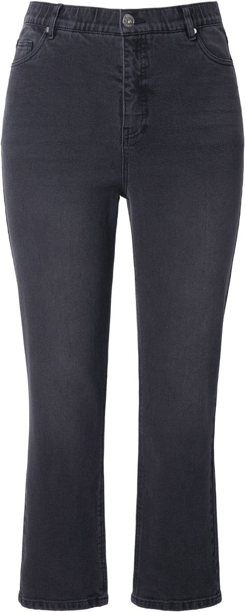 Studio Untold - Dames - Mom jeans wijde pijpen 5-pocket elastische tailleband - Zwart - Maat 42