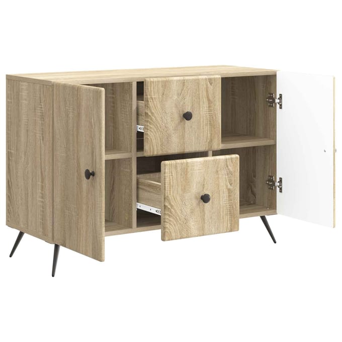 vidaXL - Dressoir - met - lade - Sonoma - Eiken - 89 - x - 34,5 - x - 60 - cm - Bewerkt - hout