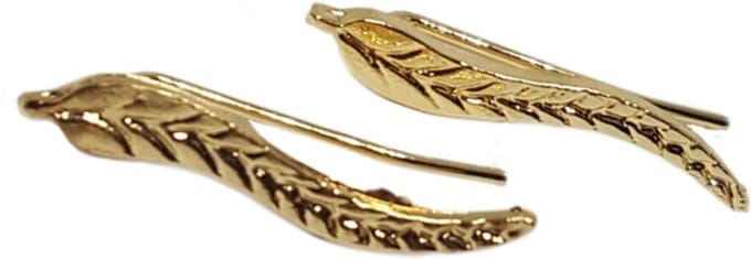 Fako Bijoux® - Oorbellen - Steker - Leaf - Veertje - Goudkleurig