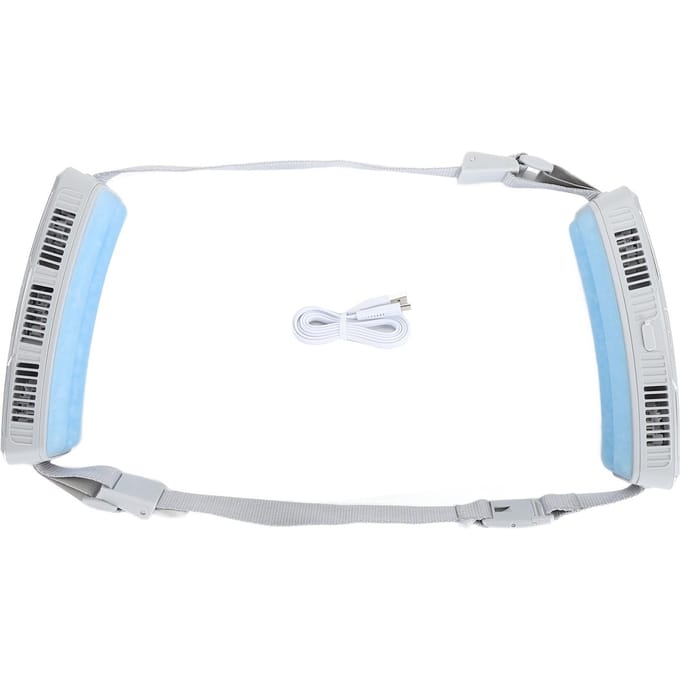 Ventilateur de taille portable multifonctionnel à 3 vitesses réglables Compresse de glace Efficace Grand angle Ventilateur de ceinture gris argent