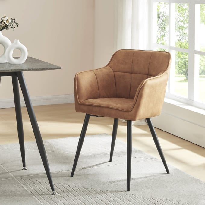 Eetkamerstoel Birmingham set van 2 fauteuils bruin en zwart [en.casa]