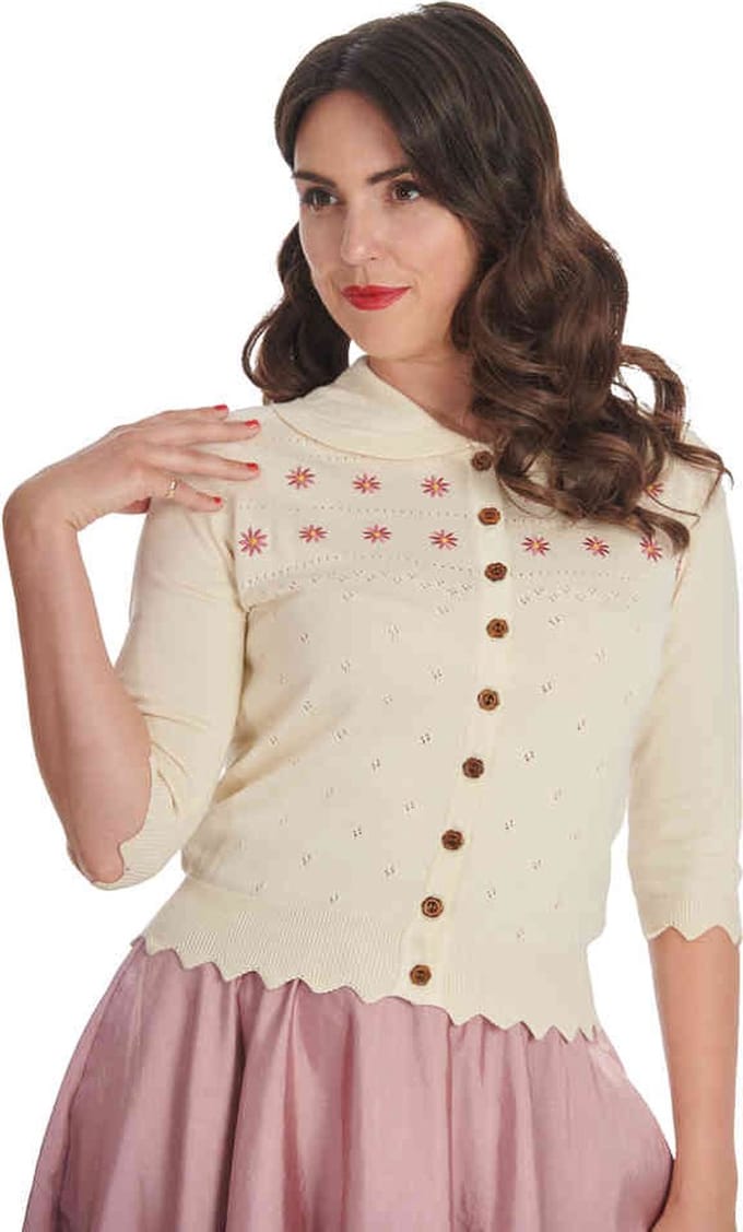 Banned - Rose Cardigan - S - Wit