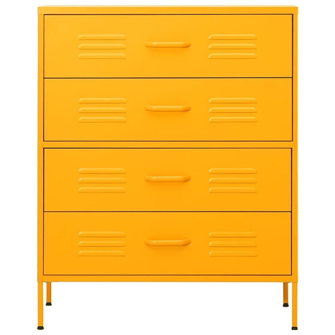 vidaXL Ladekast 80x35x101,5 cm staal mosterdgeel