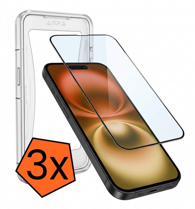 Screenprotector - 3 Stuks - Geschikt voor Apple iPhone 16 Plus - Met Installatie Kit - Gehard Glas - Beschermglas - Tempered Glass - Screen Protector