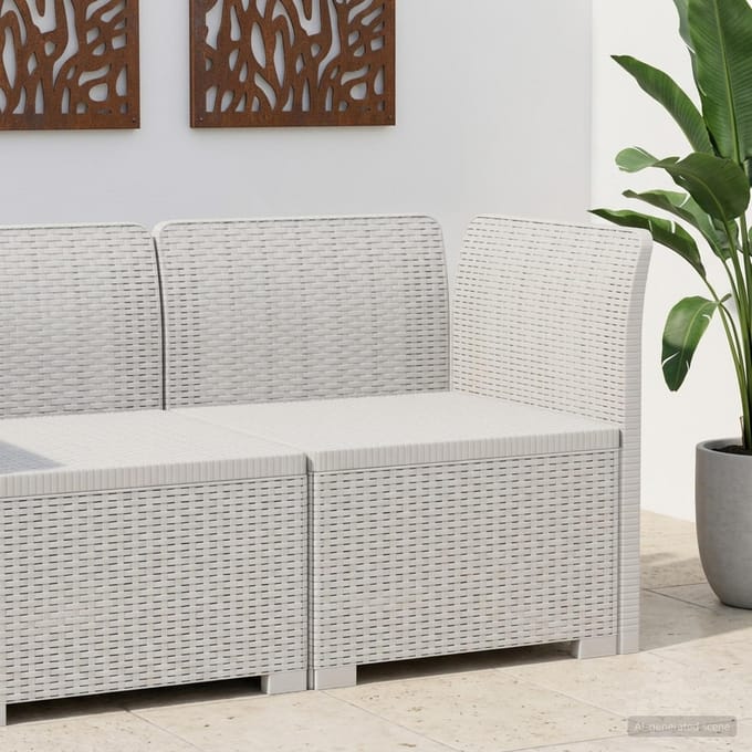 vidaXL - Eén-zits - Tuin - Sofa - Rieten - Look - PP - Wit