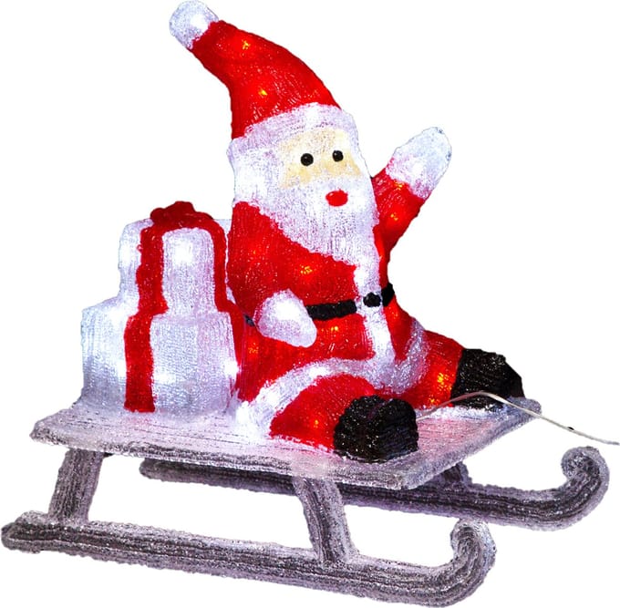Feeric Lights & Christmas Kerstverlichting figuur - kerstman op slee - 48,5 cm - 60 led lampjes
