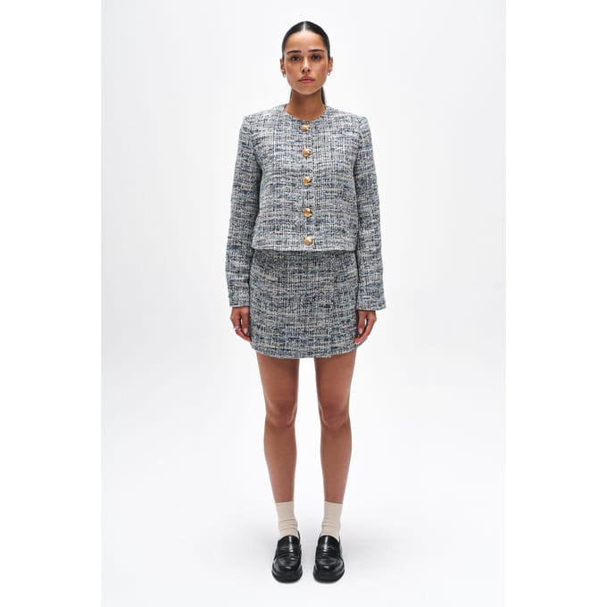 BENU blauwe tweed dames rok