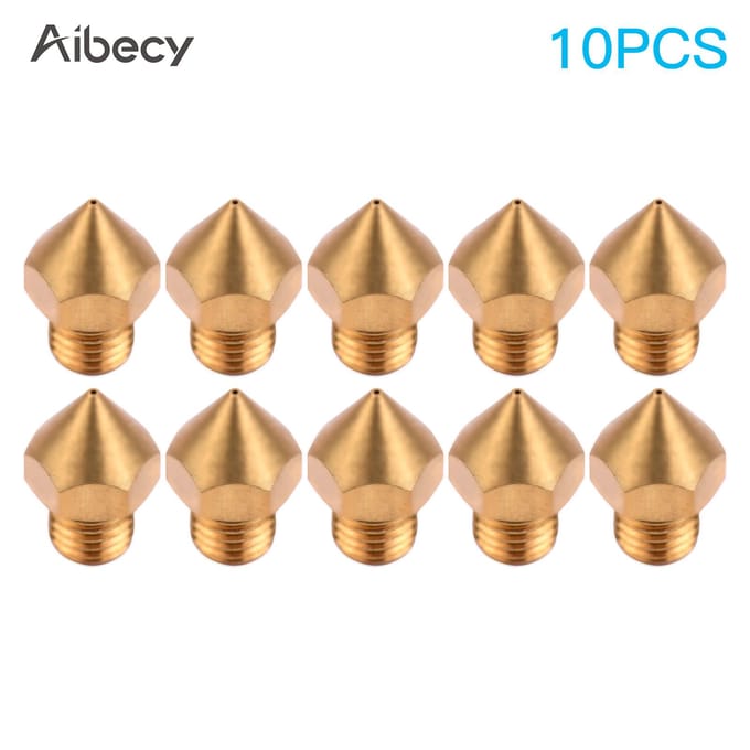 Aibecy 10 stuks 3D-printer extruder messing mondstuk 0,4 mm printer hotend compatibel met CR10S Pro 3D 10pcs goud