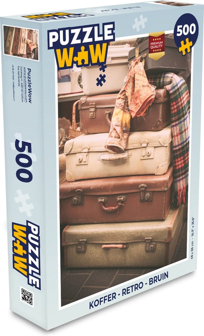 Puzzel Koffer - Retro - Bruin - Legpuzzel - Puzzel 500 stukjes