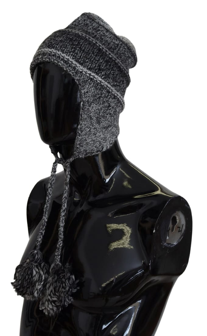 Balaclava Muts Wol Muts Grijze Pompon Muts