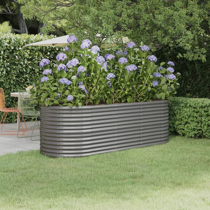 vidaXL - Plantenbak - 224x80x68 - cm - gegalvaniseerd - staal - grijs