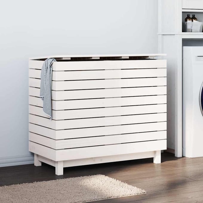 vidaXL - Wasmand - 88,5x44x76 - cm - massief - grenenhout - wit
