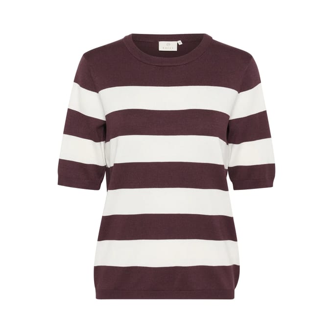 Kaffe KAlizza Striped Knit Dames Trui - Fudge / Chalk Wide Stripe