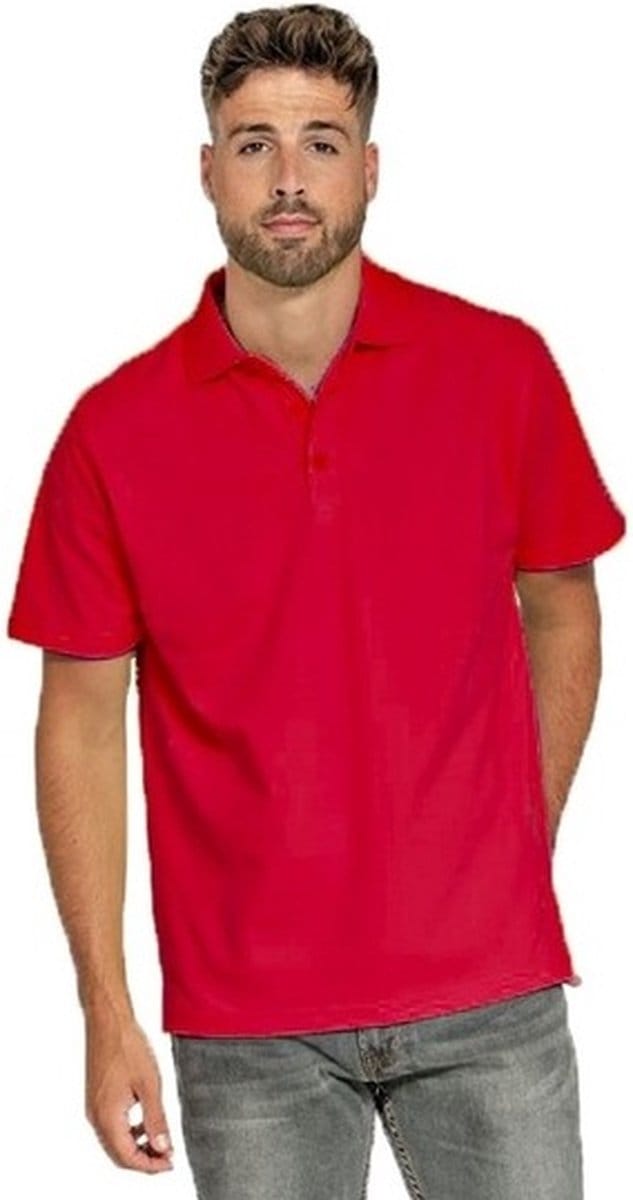 Lemon & Soda Heren basic poloshirt - rood - korte mouw - katoen - 220 gram M