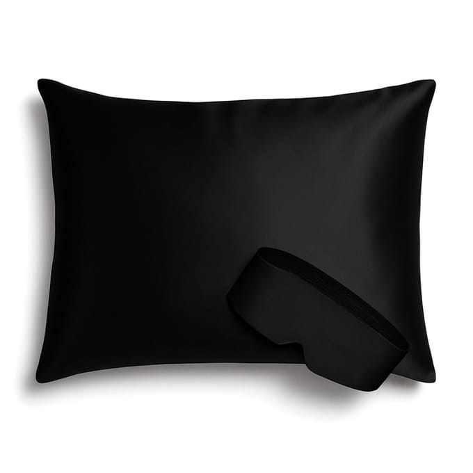 Perfect Sleep Set Black Pearl - Kussensloop & Slaapmasker - Silk Heaven - 50x70cm