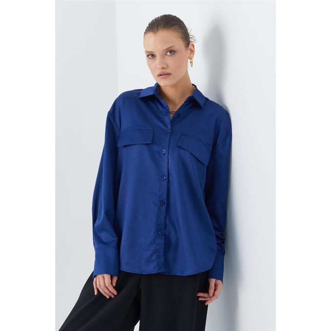 Satin Knopenoverhemd met Pocketdetail