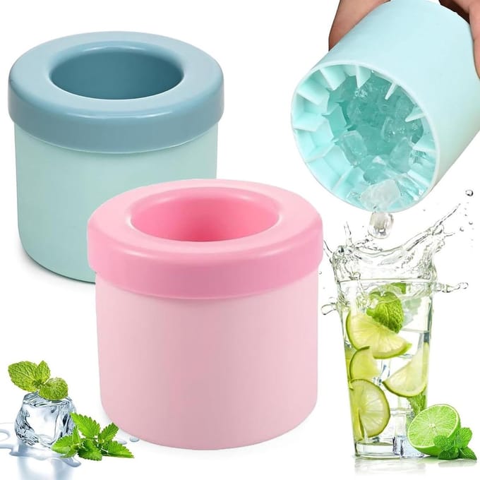 IJs Maker Cup - Ijsemmer Cilinder - Drankjes Koelen - Innovatief Rond Ontwerp - 2 Stuks - Blauw Roze