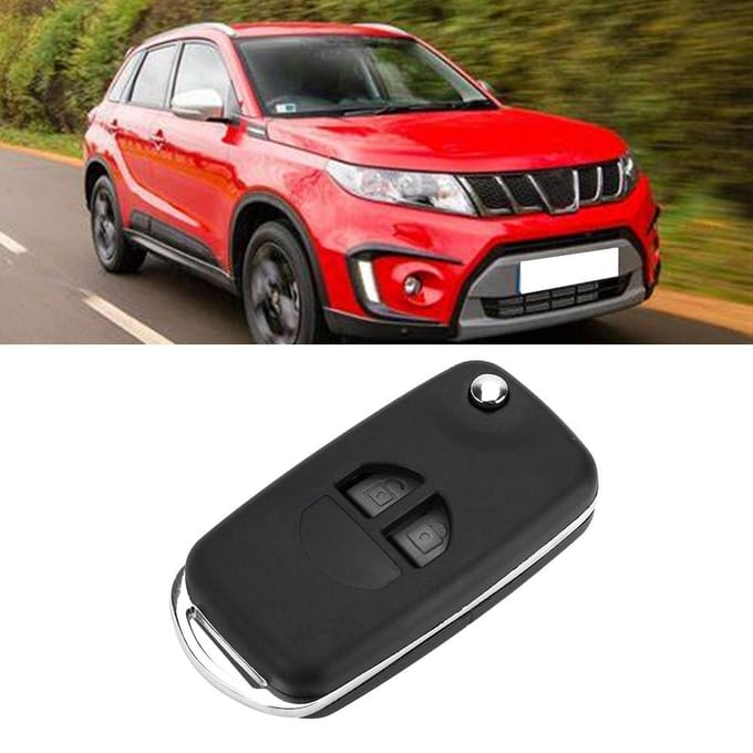 2 Knops Auto Afstandsbediening Klapsleutel Fob Hoes Blad Cover Shell Past voor SUZUKI SWIFT GRAND VITARA ALTO gray