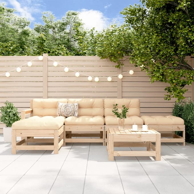 vidaXL - 6-delige - Loungeset - massief - grenenhout