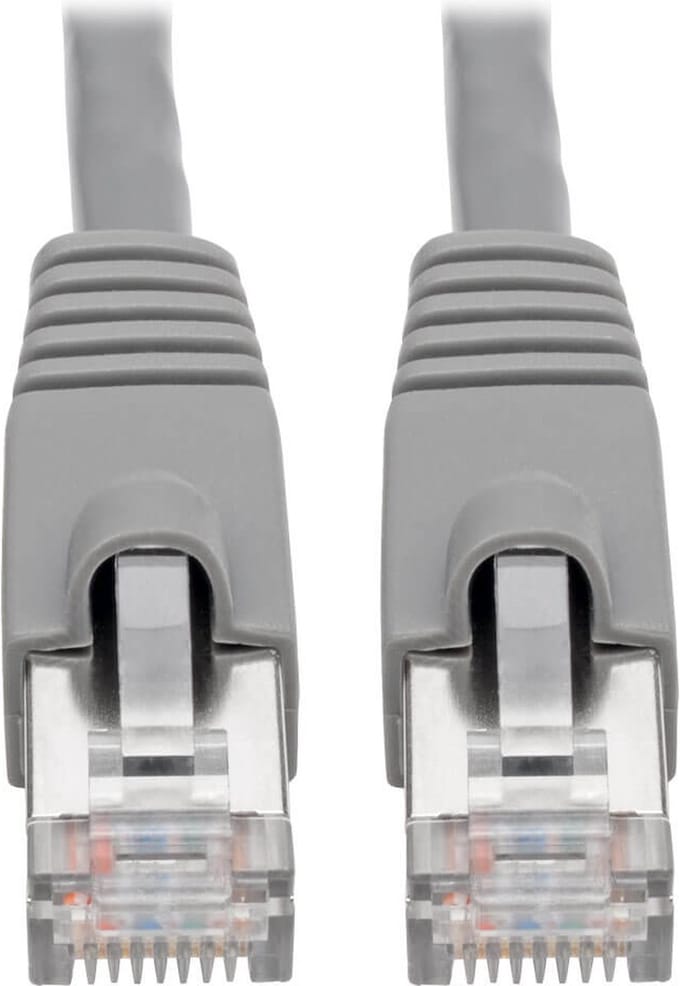 Tripp-Lite N262-014-GY Cat6a 10G-Certified Snagless Shielded STP Network Patch Cable (RJ45 M/M), PoE, Gray, 14 ft. TrippLite
