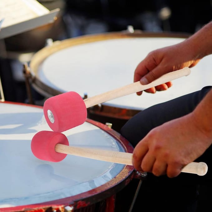 Baguette de maillet de grosse caisse pour batteurs, groupes, accessoire d'instrument de percussion, rouge beige