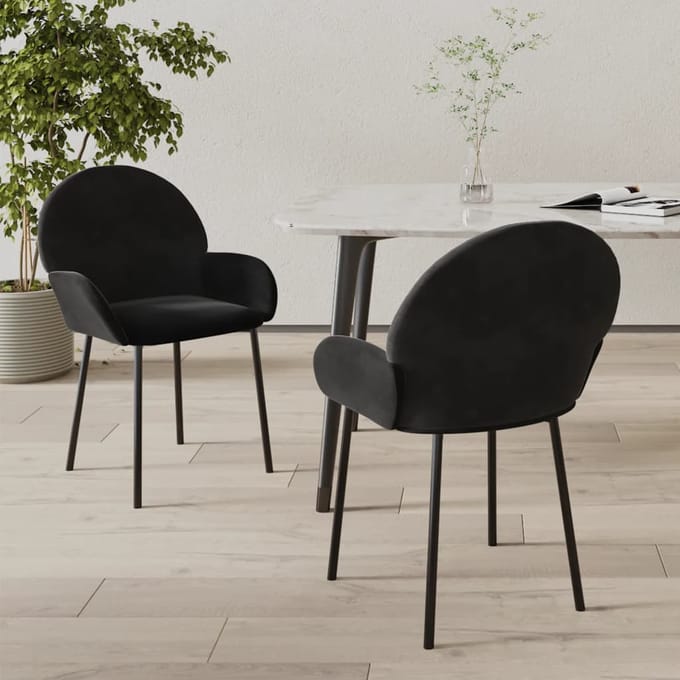 vidaXL - Eetkamerstoelen - 2 - st - fluweel - zwart
