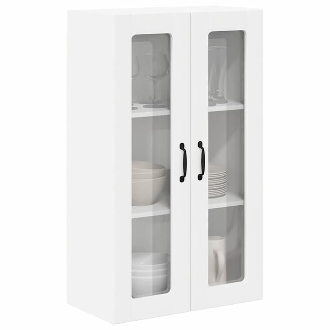 vidaXL - Wandglas - Kasten - LUCCA - Wit - 60 - x - 31 - x - 100 - cm - Bewerkt - hout