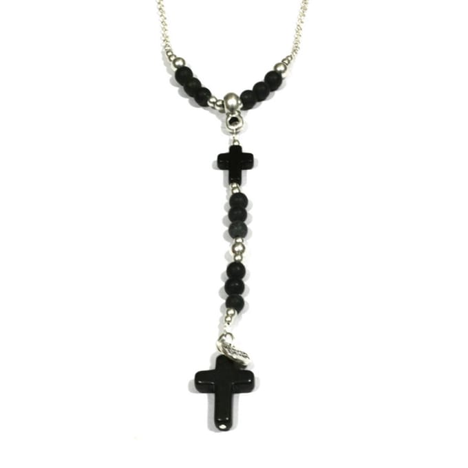 Heaven Eleven Men - heren - ketting - edelsteen - Onyx - bruin - kruis