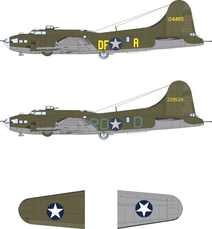 Eduard Modelbouwdecoratie - EX1170 US Nationale Insignes en Codeletters voor Boeing B-17F - Decals