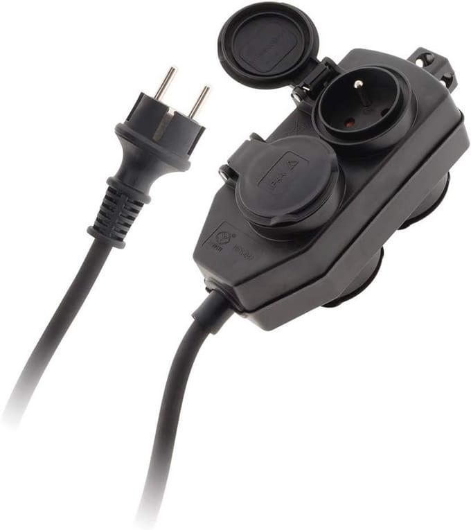 4 Socket Koppeling Doos IP44 - Kindveilig Voor Buitengebruik met 5m Kabel