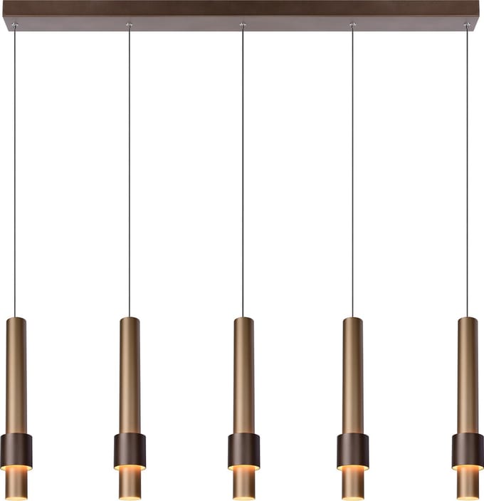 Lucide MARGARY - Hanglamp - LED Dimbaar - 5x4,2W 2700K - Koffie