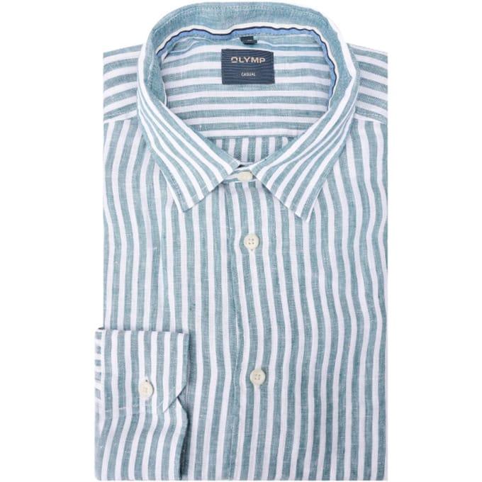 OLYMP Casual Overhemd, Regular Fit, Kent, Smaragdgroen