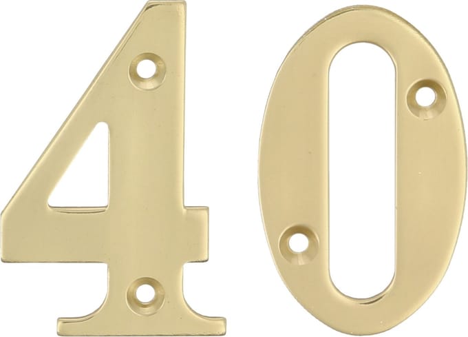 AMIG Huisnummer 40 - massief messing - 10cm - incl. bijpassende schroeven - gepolijst - goudkleur