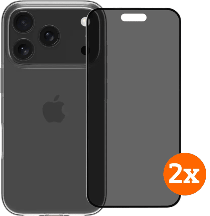 BlueBuilt Back Cover iPhone 17 Pro Transparant + Privacy Filter Screenprotector Duo Pack