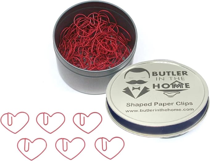 Hartvormige Paperclips Rood in Geschenkdoos - 100 Stuks