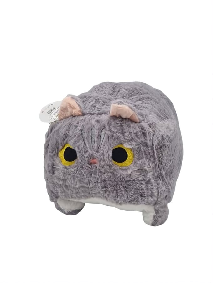 Happy Trendz® Squish Kussen Kat 24 cm | Zachte Knuffel | Squeeshie Plushe Kat | Grijs