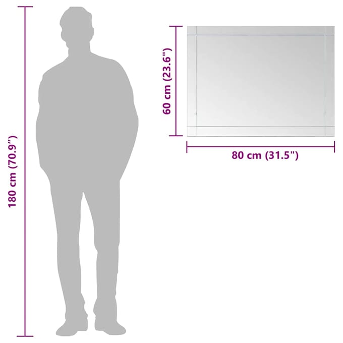 vidaXL - Wandspiegel - 80x60 - cm - glas