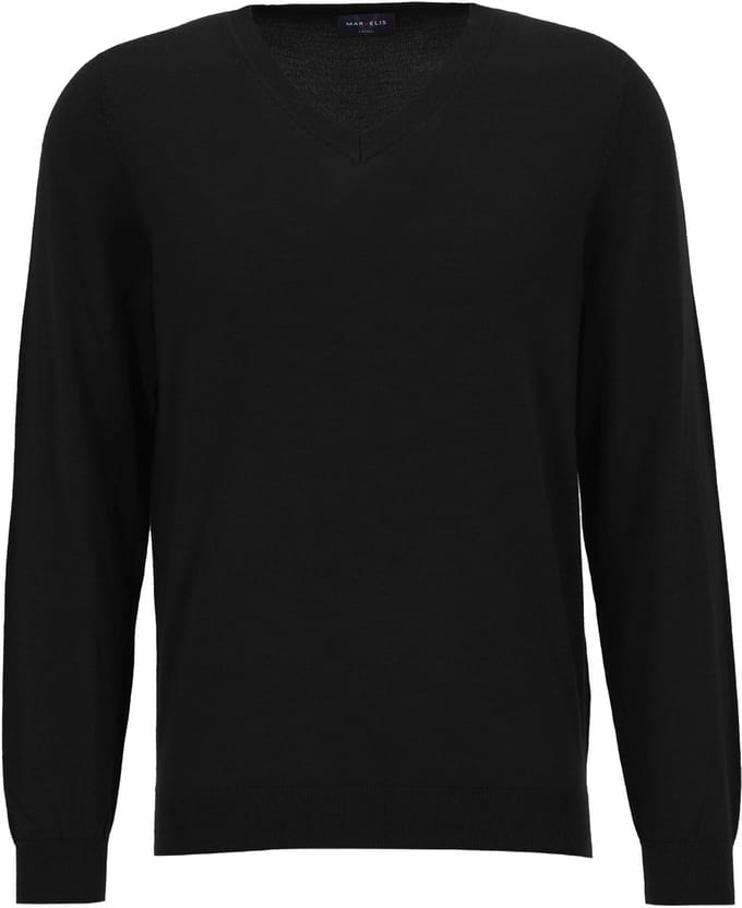 MARVELIS heren trui wol - V-hals - zwart