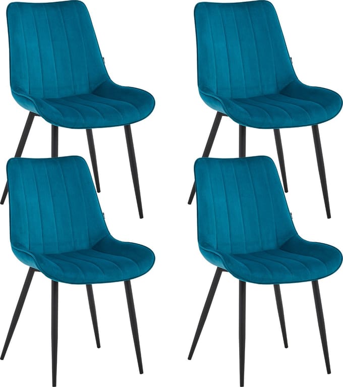 Colenis® - Verta Eetkamerstoel - Set Van 4 - Petrol - Velvet - Industrieel